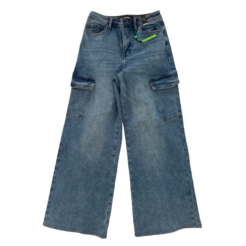 VIBRANT Miu Jeans Wild Wide West Cargo Women's Size 9‎ Blue Denim Pants